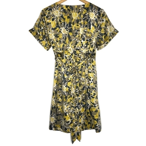 BANANA REPUBLIC YELLOW FLORAL WRAP DRESS - Picture 3 of 10